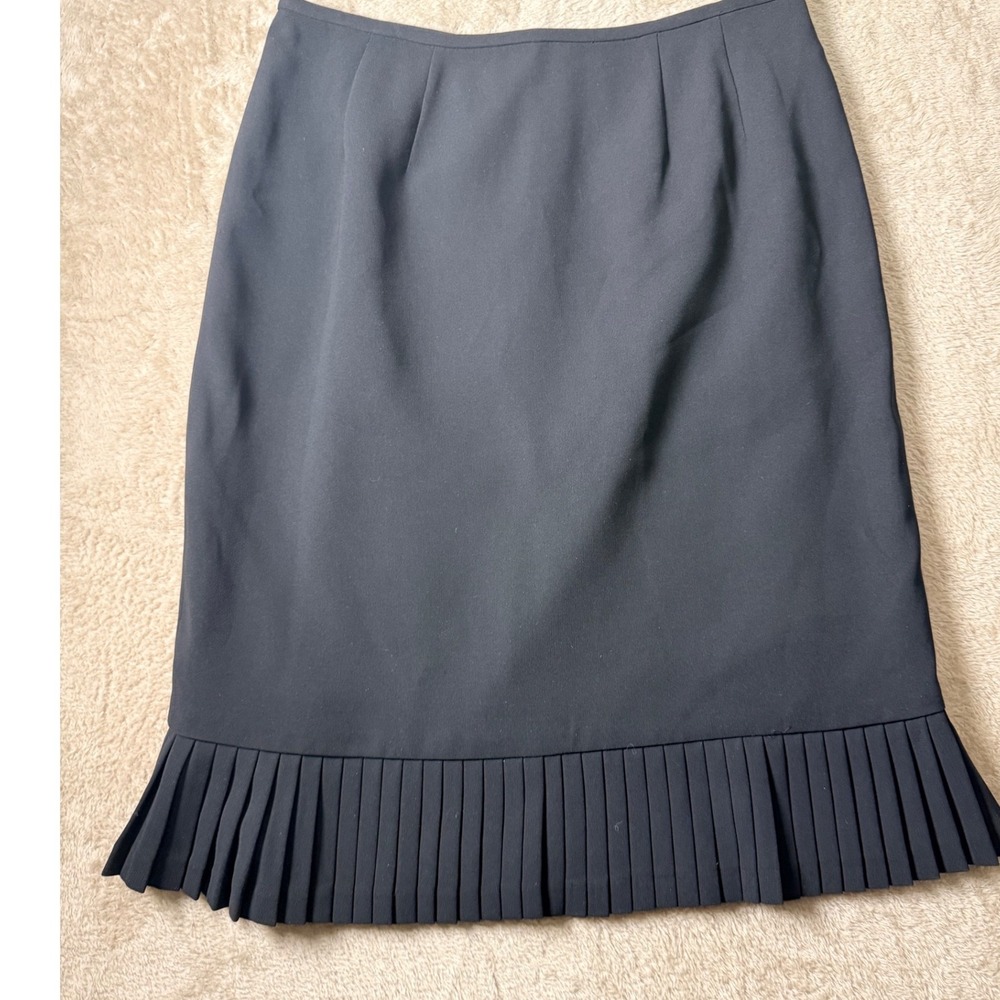 Kasper Black Pleated Hem Pencil Skirt Size 4P Y2K Whimsigoth Office Siren Fall